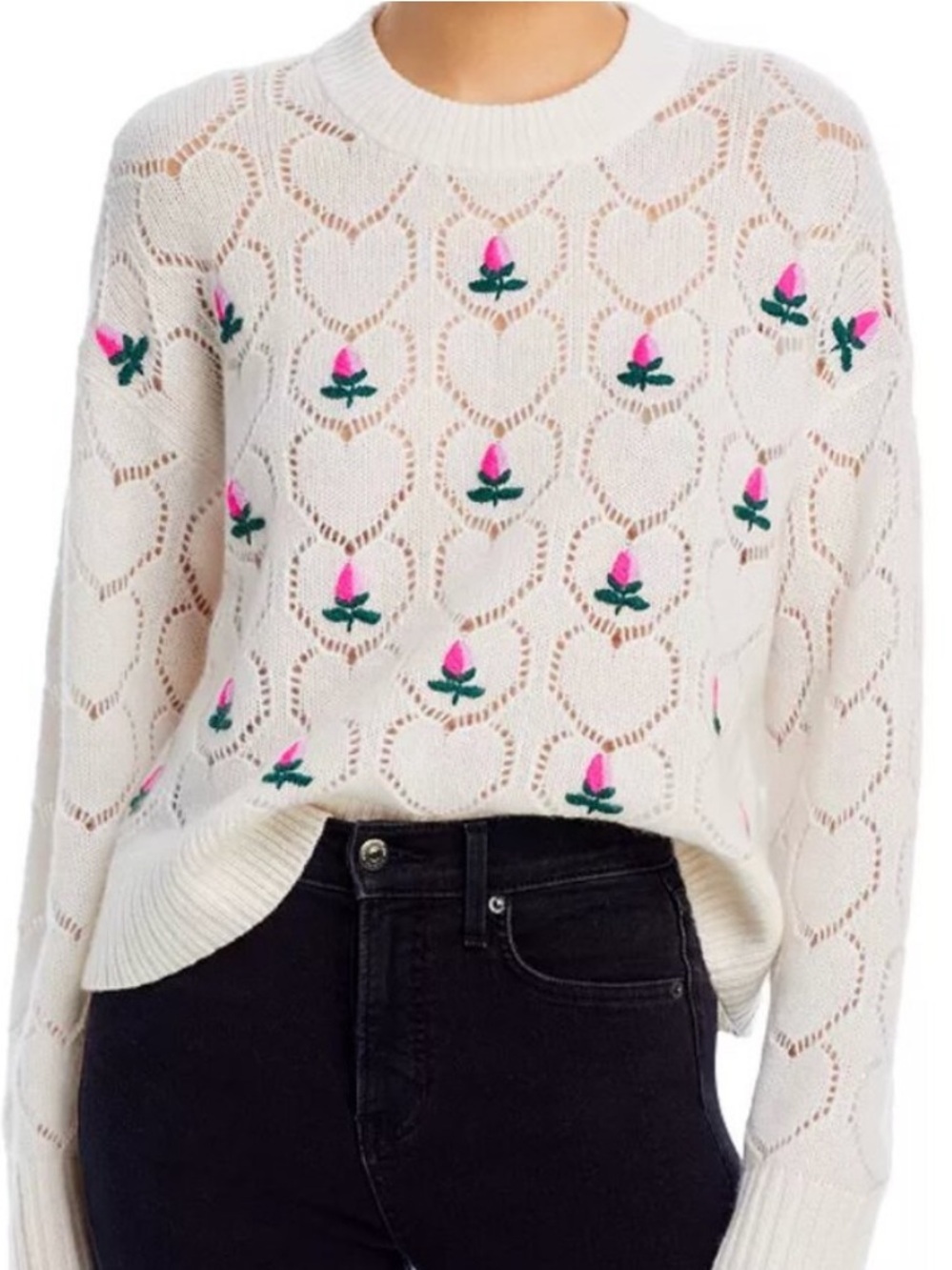 Aqua Cashmere Flower Sweater